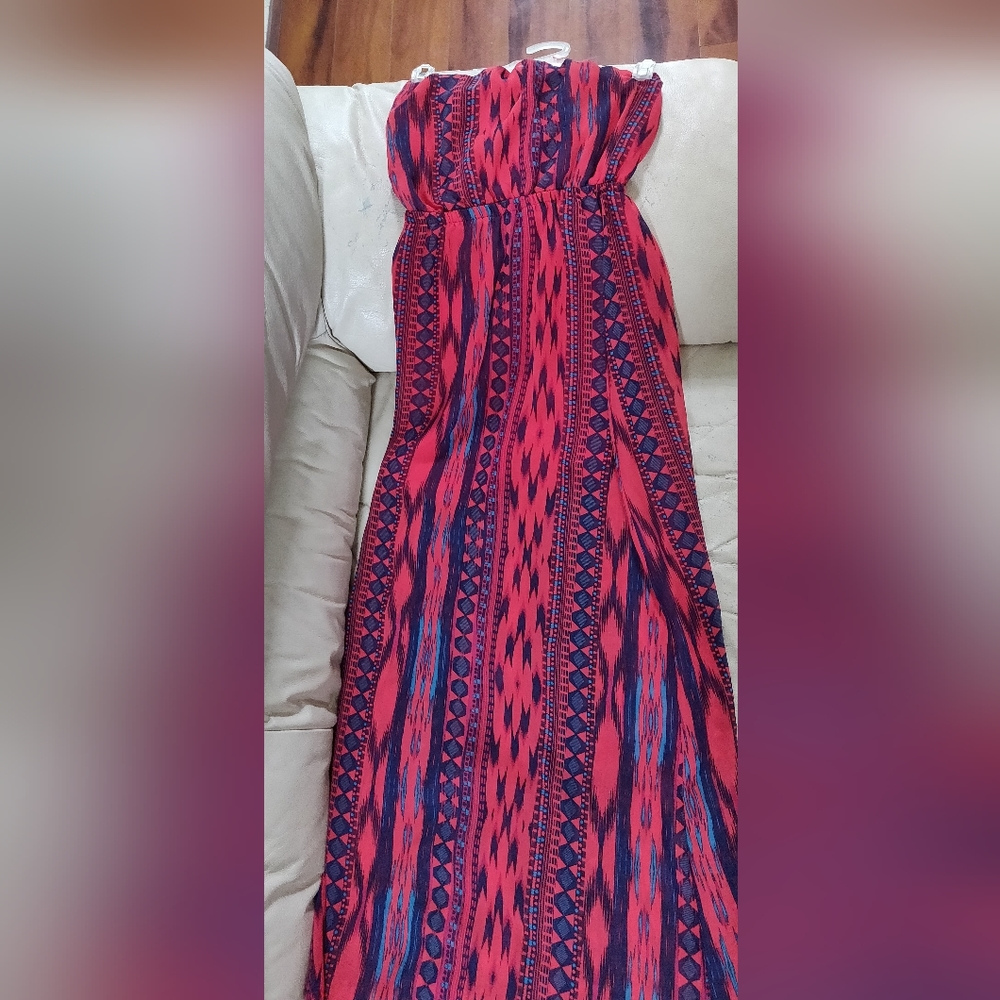 Strapless red maxi dress size XS